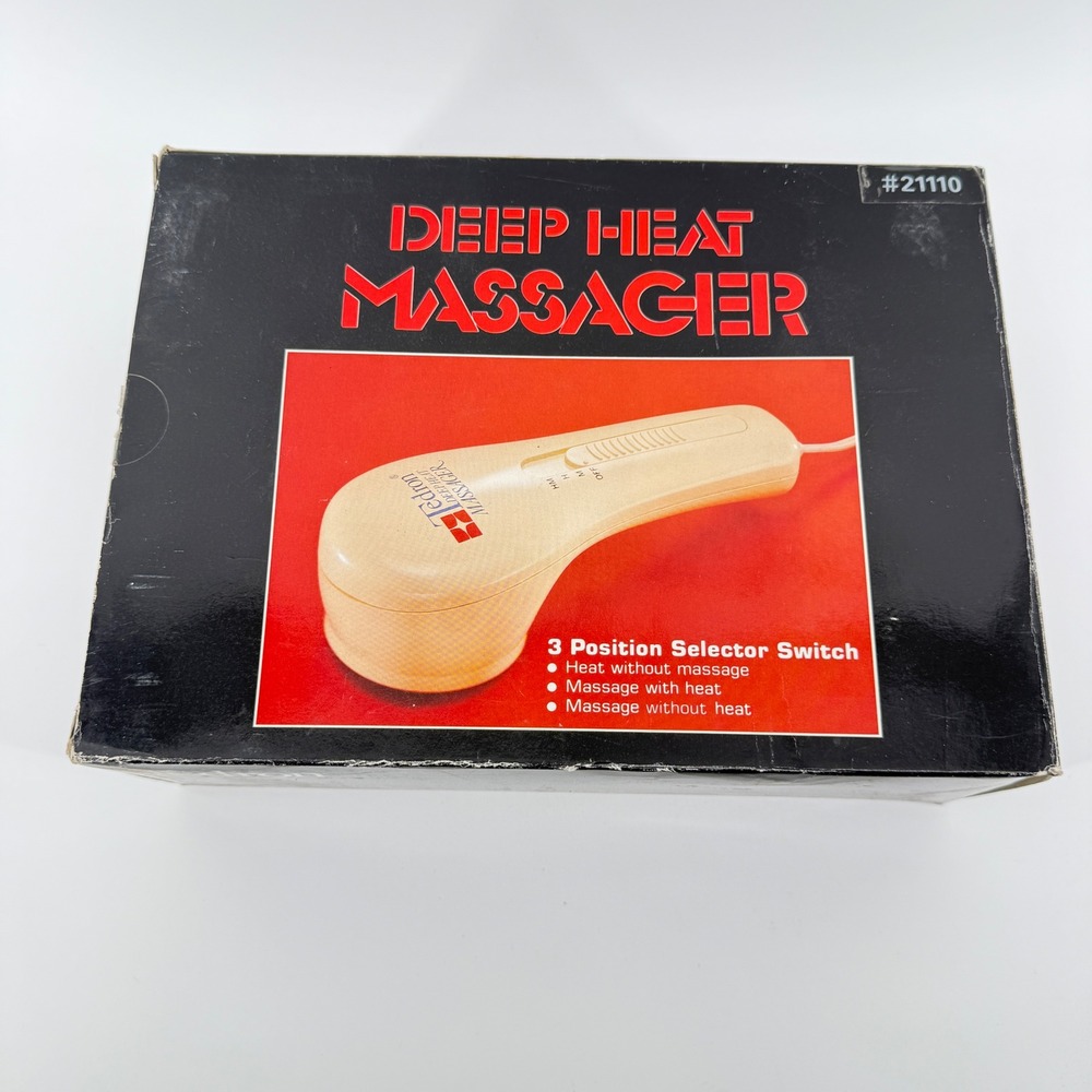 Tedron Deep Heat Massager Cream Solid Plastic 4 Attachments Boxed